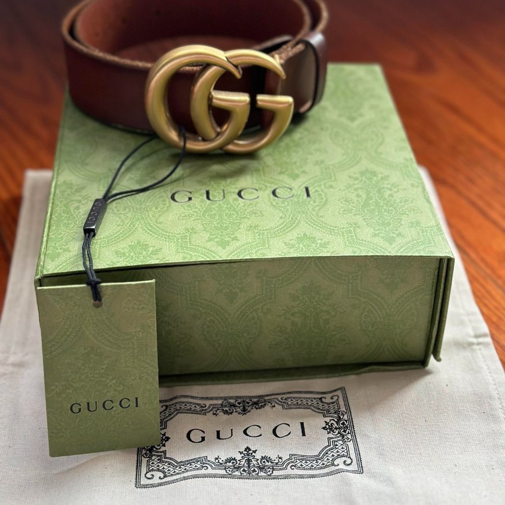 Gucci Marmont Thick Brown Belt with Tags (Small / 75)